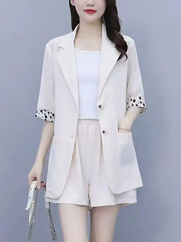 Slimming Summer Suit Shorts Two-Piece Set for plus Size Women High Waist Cuffed Short Sleeve High Quality Casual Sportswear