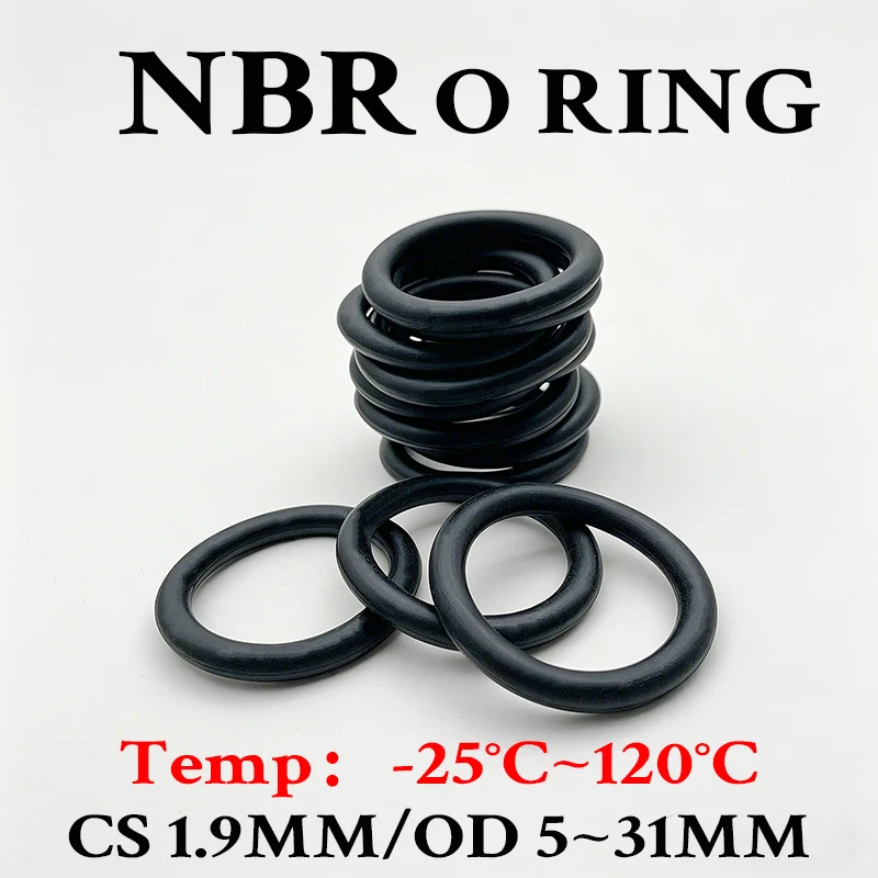 20 NBR O-rings CS 1.9mm Outer Diameter 5-31mm Water Pump Home Appliance Interface Dustproof and Waterproof Rubber Ring