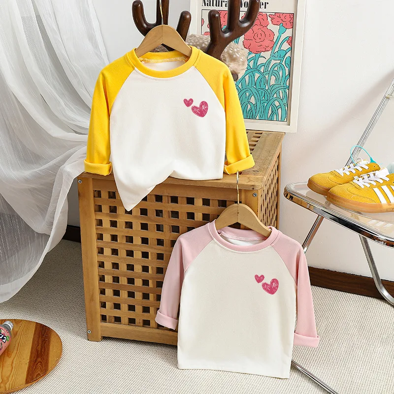 Children Tops Kids Clothes Children's Clothing Autumn Baby Boys Heart Printed Long Sleeve T-shirts
