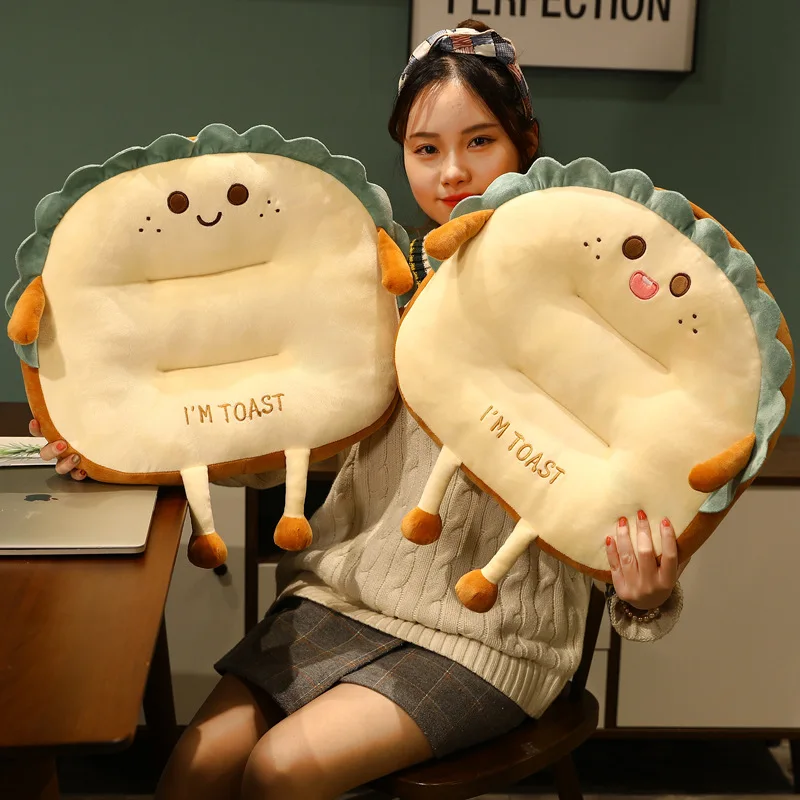 Super cute bread cushion Soft plush toast car cushion for Bedroom and Sofa dining chair mat soft comfortable square thicken seat