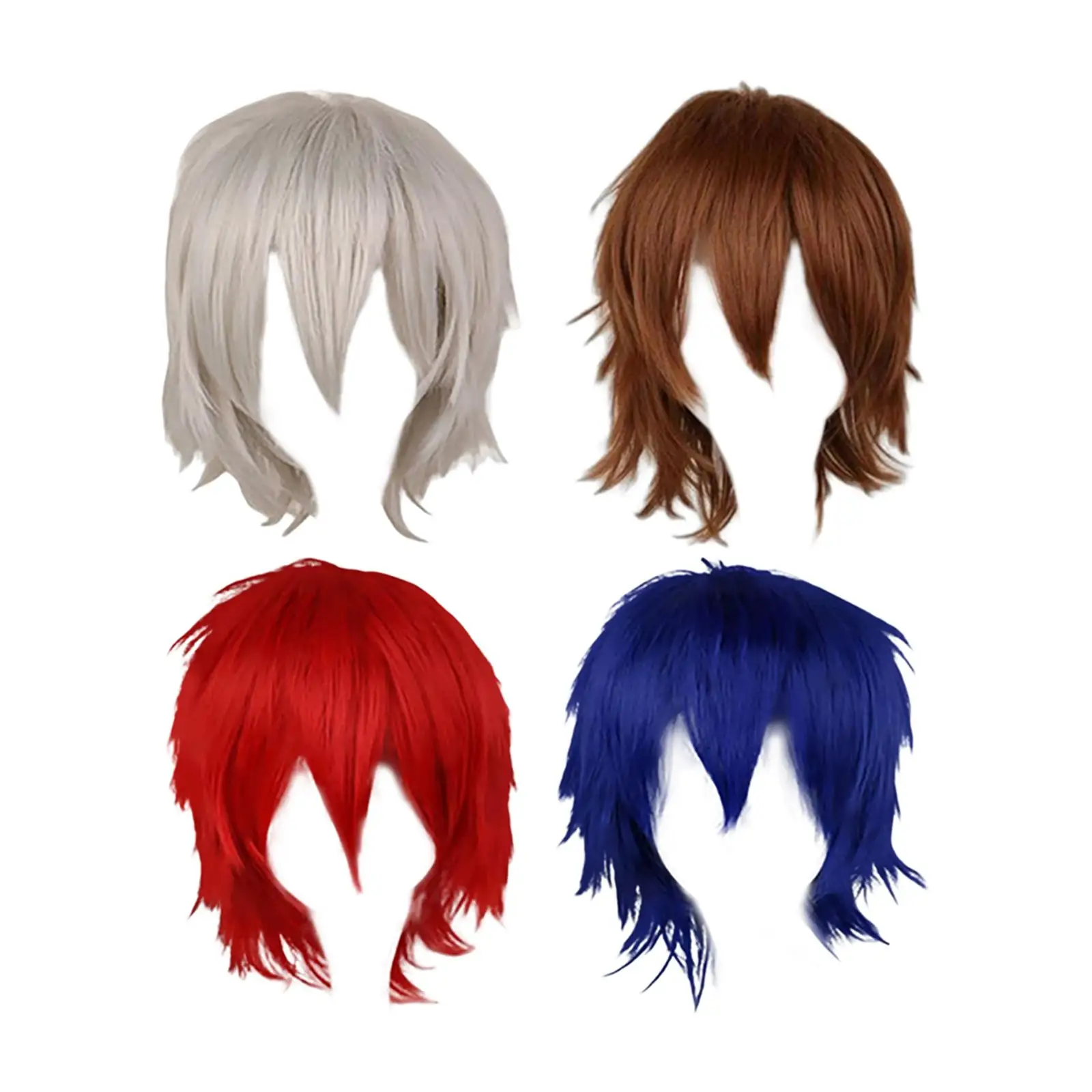 Cosplay Short Wig, Spiky Anime Layered Resistant Fashion Full Wig .