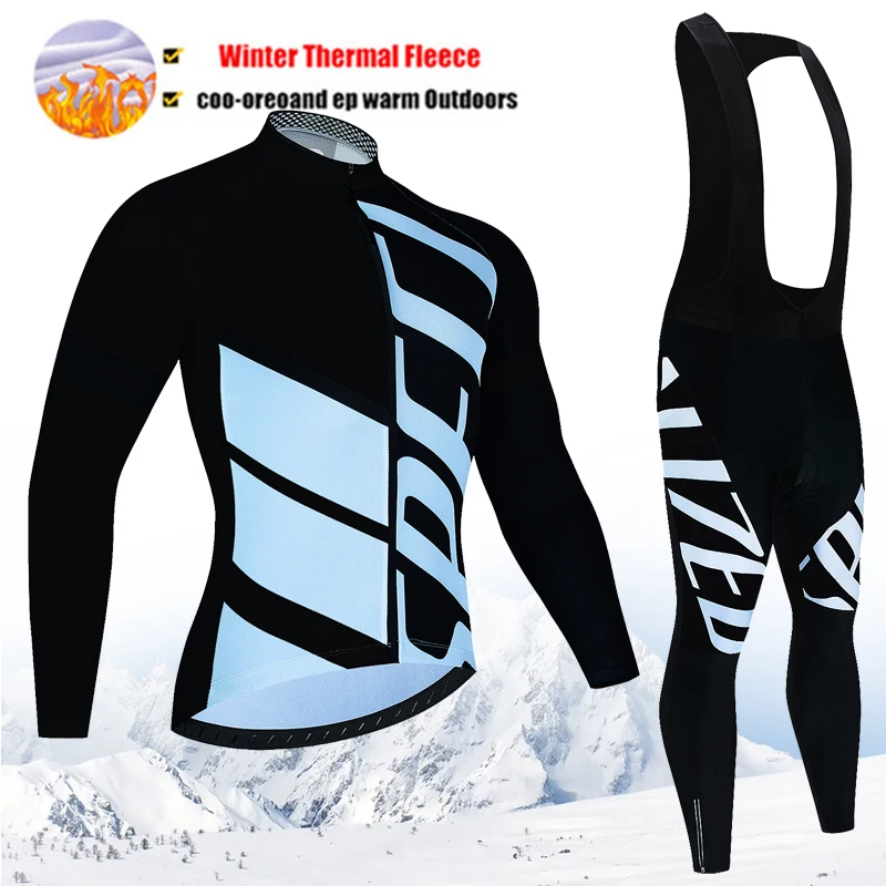 2026 New Thermal Fleece Cycling Jersey Set Winter Long Sleeve MTB Racing Bike Jersey Suit For Men Bib Pants Set Cycling Clothing