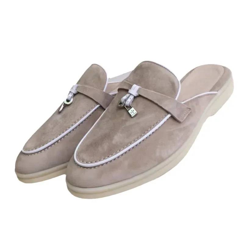2023 Summer New Women's Genuine Leather Bagged Slippers Outer Wear Slip-on Lazy Shoes Fashionable Foreign Trade Slippers