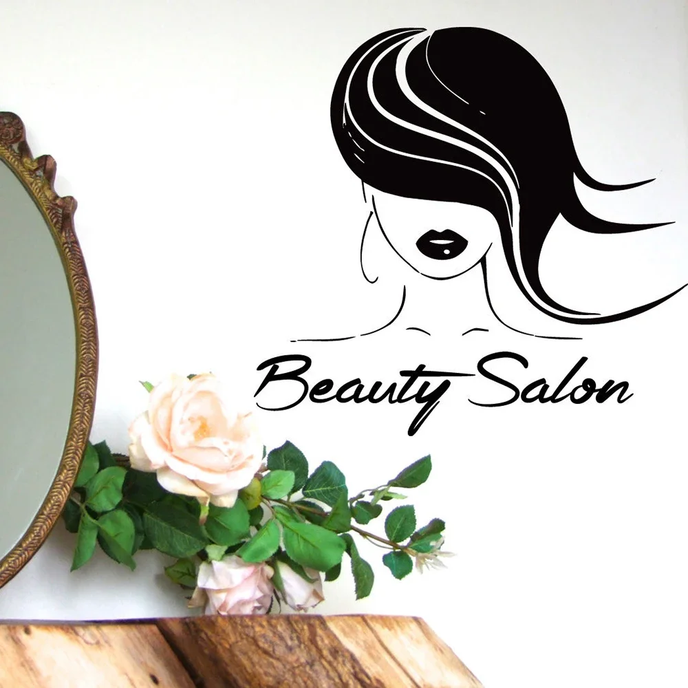 Hairdressing Wall Decal Girl Model Beauty Salon Decals Vinyl Wall Sticker Make Up Beauty Salon Decor Art Wall Decor Mural X823