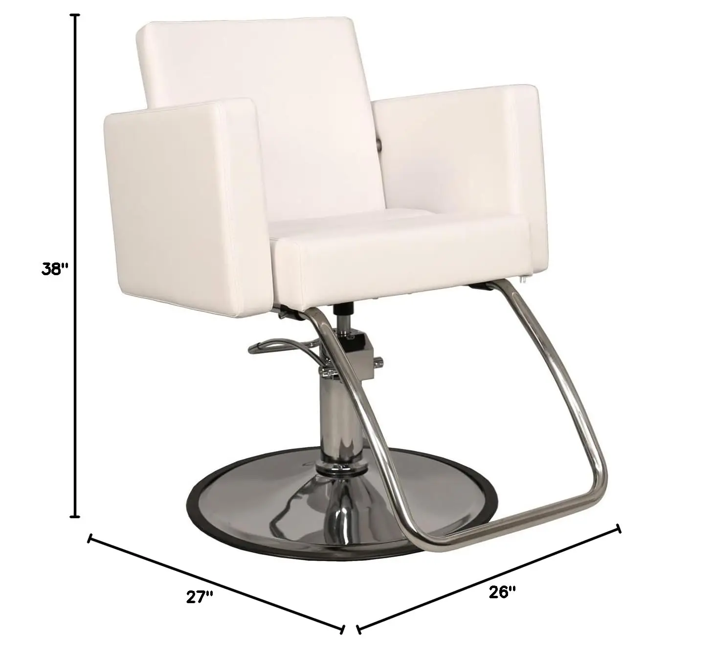 Wide Salon Styling Chair Round Chrome 360° Swivel Hydraulic White, Customized