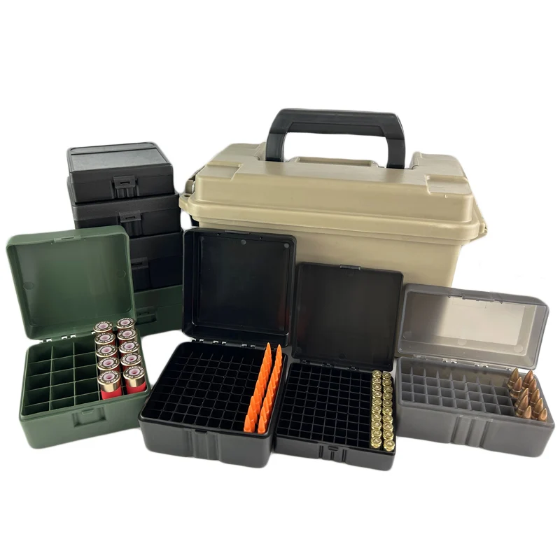 Tactical Bullet Box 50/100 Rounds .308/9mm/.223/.38/12Gauge Pistol Rifle Ammo Flip-Top Carry Storage Box Hunting Accessory