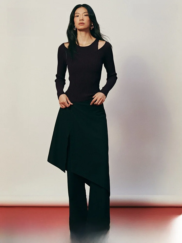 

Женский вязаный свитер H&M: Новогодний укороченный свитшот в рубчик, повседневный, приталенный, из полиэстера и вискозы, комфортный