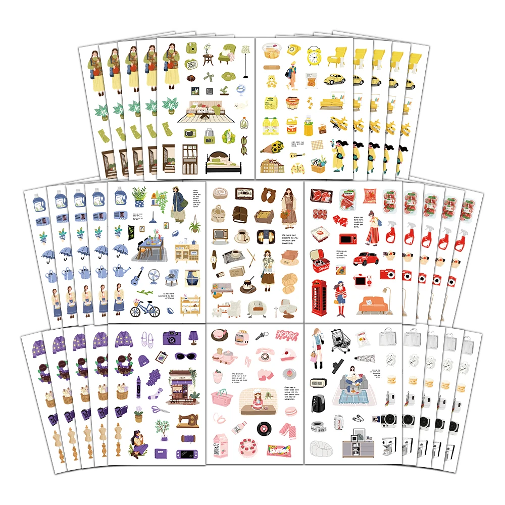 8PCS Weekend Life DIY Stickers Healing Exquisite Hand Account Materials Phone Cases Laptop Suitcases Water Cups Waterproof