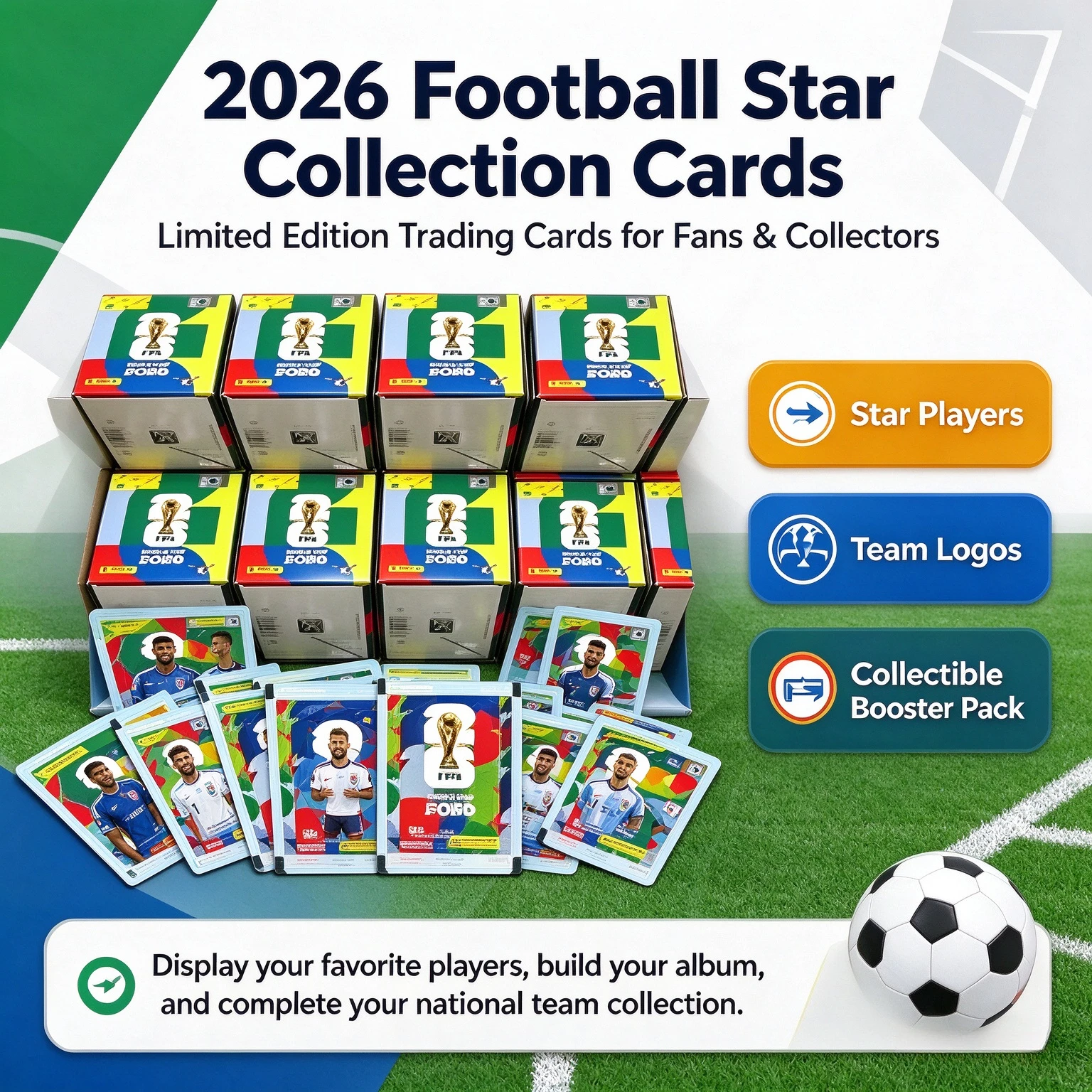 2026 Panini World Cup Mystery Blind Box, Assortment of Soccer Trading Cards Stickers,Surprise Sports Collectibles for Hobby Fans