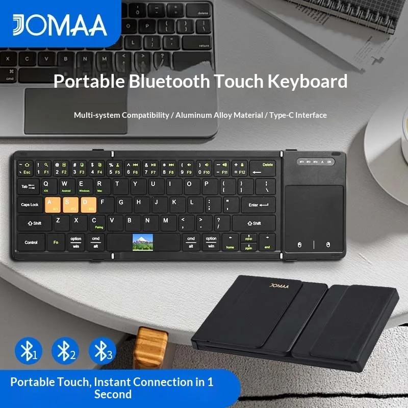 Bluetooth Foldable Keyboard Portable Touchpad Silent Charging Travel Business Office Tablet Phone External Keyboard
