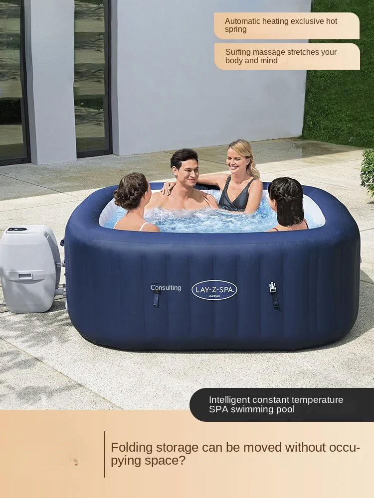 Inflatable Spa Bathtub Family Hot Spring Bath Massage Bubble Pool Bath Barrel Adult Folding Pool