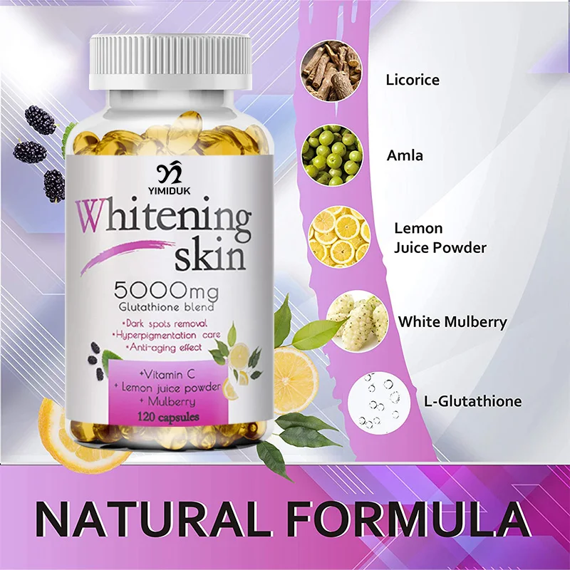 Whitening Skin Supplement, with Vitamin C & D-Alpha Tocopherol, Maintain Nail Strength, Smooth Complexion & Body Vitality