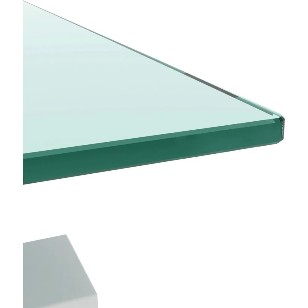 Tavolino da caffè moderno in vetro trasparente con gambe in tubo di metallo nero per spazi viventi bianchi contemporanei