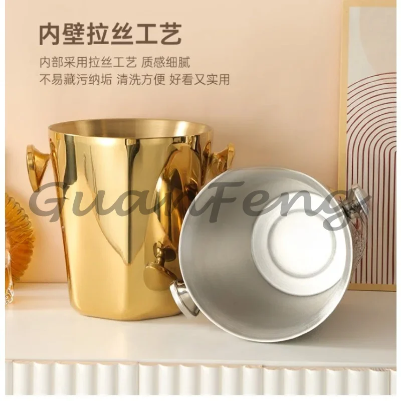 

Stainless steel ice bucket vertical light luxury champagne bucket