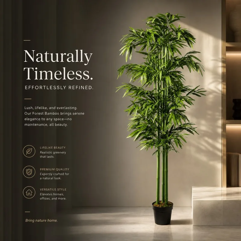 Arbre en bambou artificiel, 576 feuilles, 150 cm, vert, haute qualité, facile à nettoyer