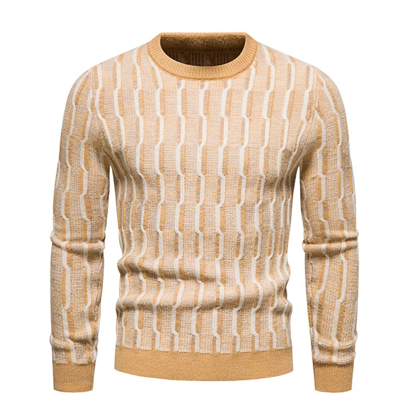 

2023 Autumn New Young Men's Knitted Sweater Slim Round Neck Pullover Sweater Casual High Quality Retro Bottoming Shirt