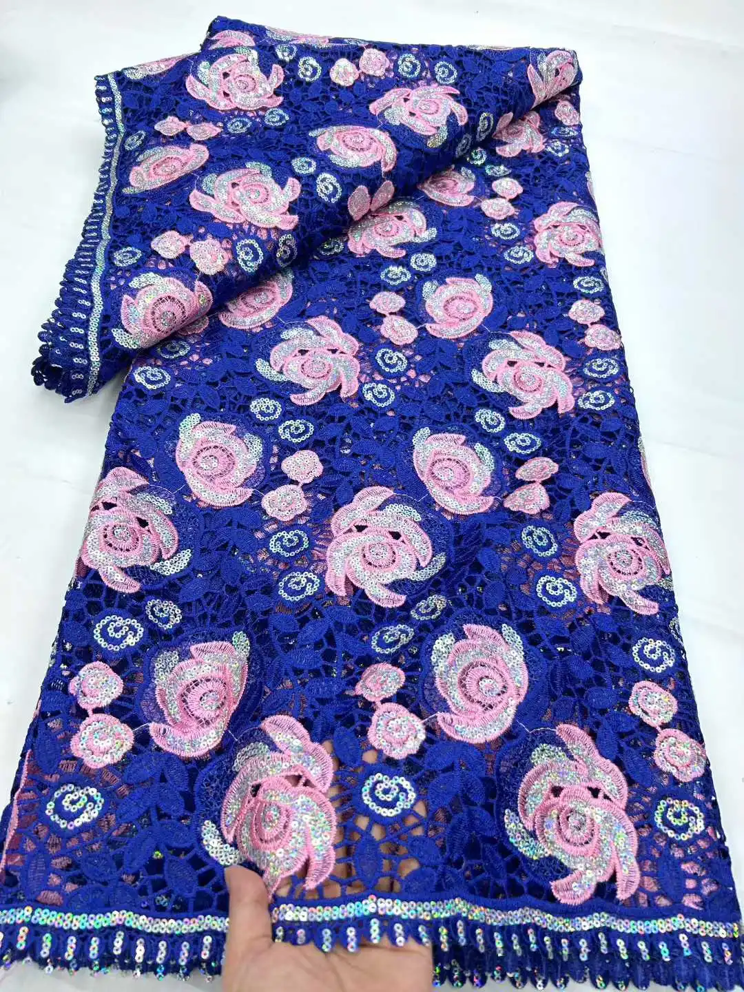 African Guipure Fabric 2025 High Quality Lace Nigerian Sequins Lace Fabric French Laces Fabrics For Party Dress Sewing