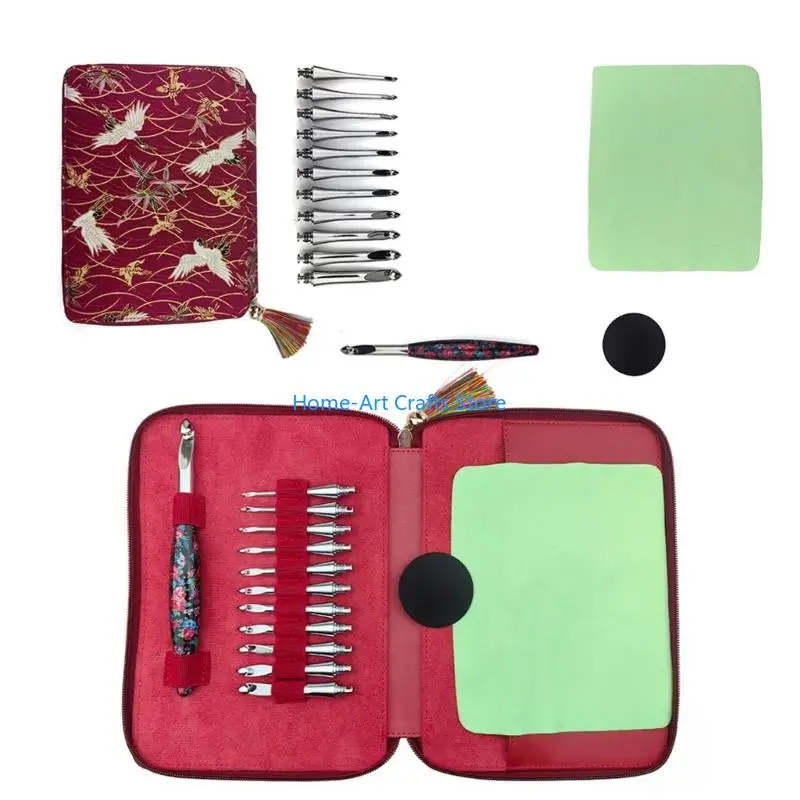 

Y3na взаимозаменяемый алюминиевый крючок крючком с 12 -размерным эргономичным набором крючков для вязания крючком