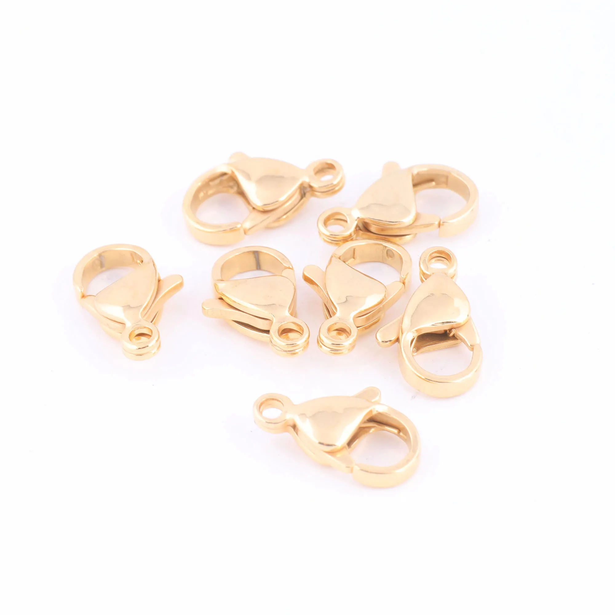 ステンレス鋼のクラスプブレスレット,ネックレスを作るためのアクセサリー,ピンクゴールド,レインボーカラー,10x5mm,12x7mm,30個