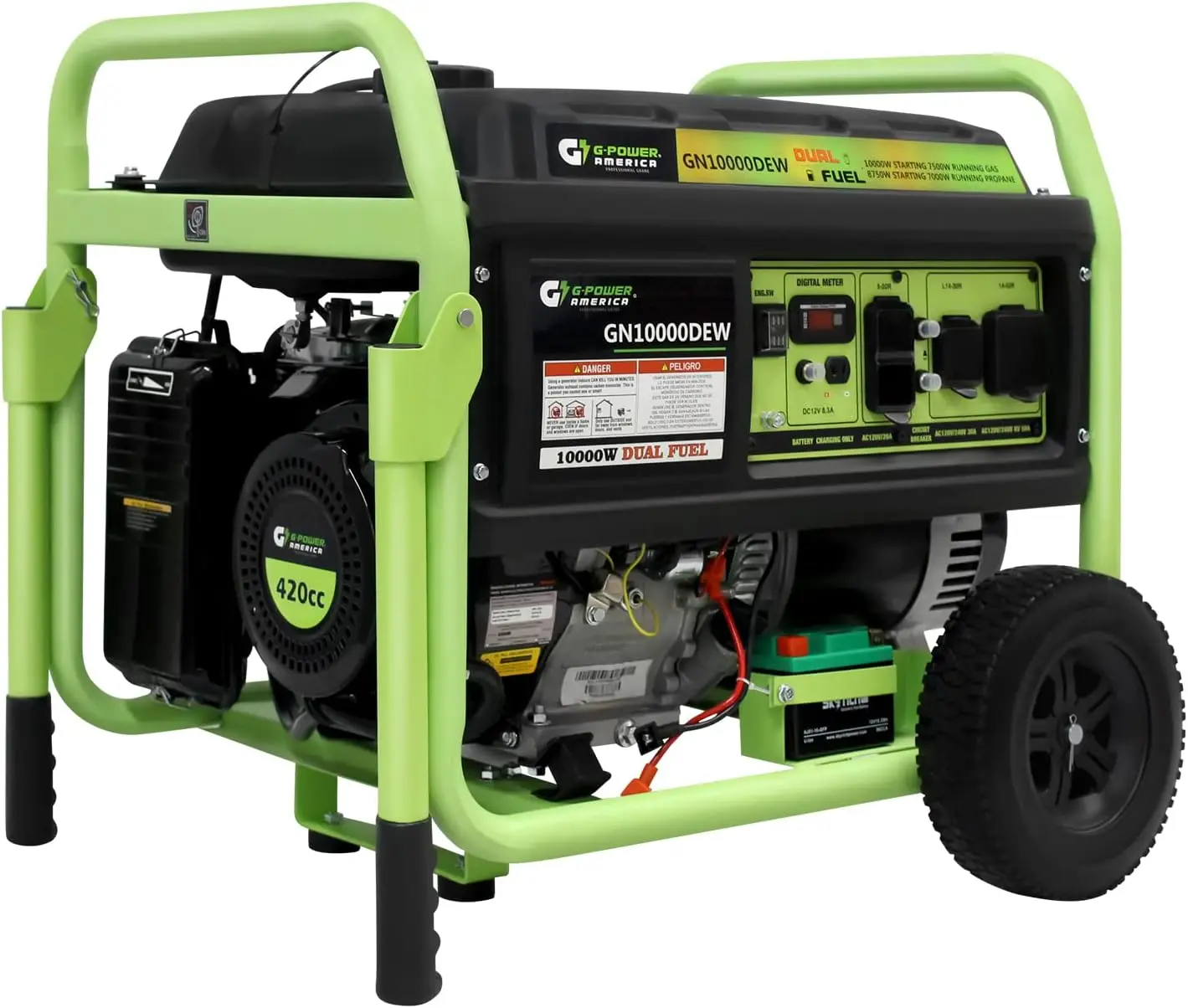 

Dual Fuel Portable Generator 10000 Watt Gas or Propane Powered Electric Start Home Back Up & RV Ready