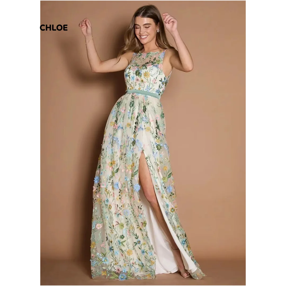 

Платья без рукавов на заказ для особых случаев, платья А-силуэта для торжественных мероприятий, роскошные платья для вечеринок, с круглым вырезом, индивидуальный пошив для выпускного вечера