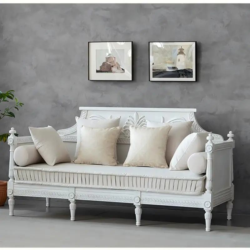 Retro luxury solid wood sofa small family living room apartment warehouse workshop