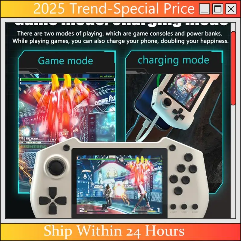 

CHYY Top DY14 Retro Game Console+2Xhandle 32G 10000 Games Handheld Game Console Supports Dual Players 10000Mah Power Bank