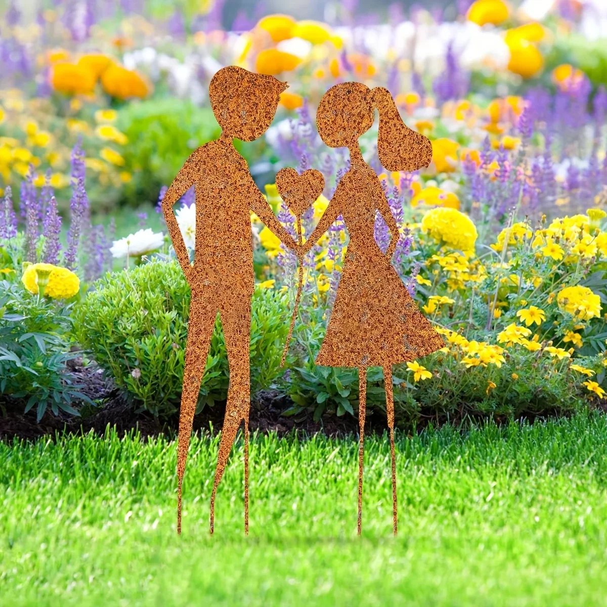 1PC Heart Shaped Metal Garden Decor Rust Love Theme for Patios Balconies Flower Pots Perfect Wedding Gift