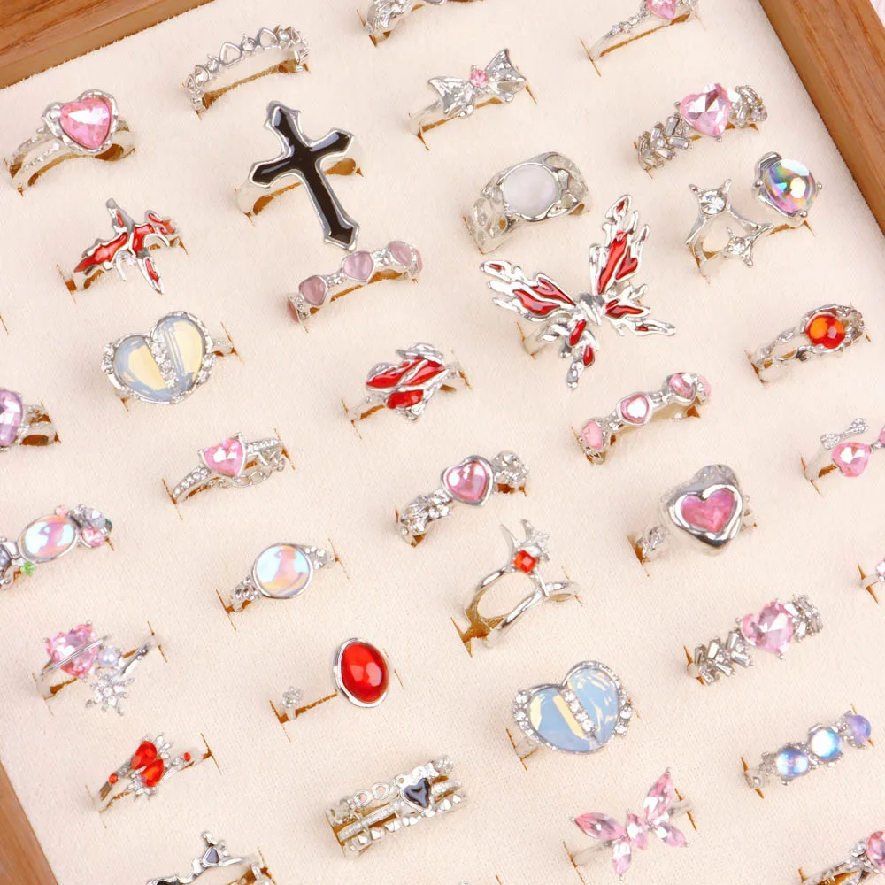 10/20/30 قطعة/الوحدة موضة الشرير القوطية خمر فراشة الجمجمة الصليب خواتم للنساء الرجال مزيج نمط أصابع الورك مجوهرات هدايا الحفلات #4