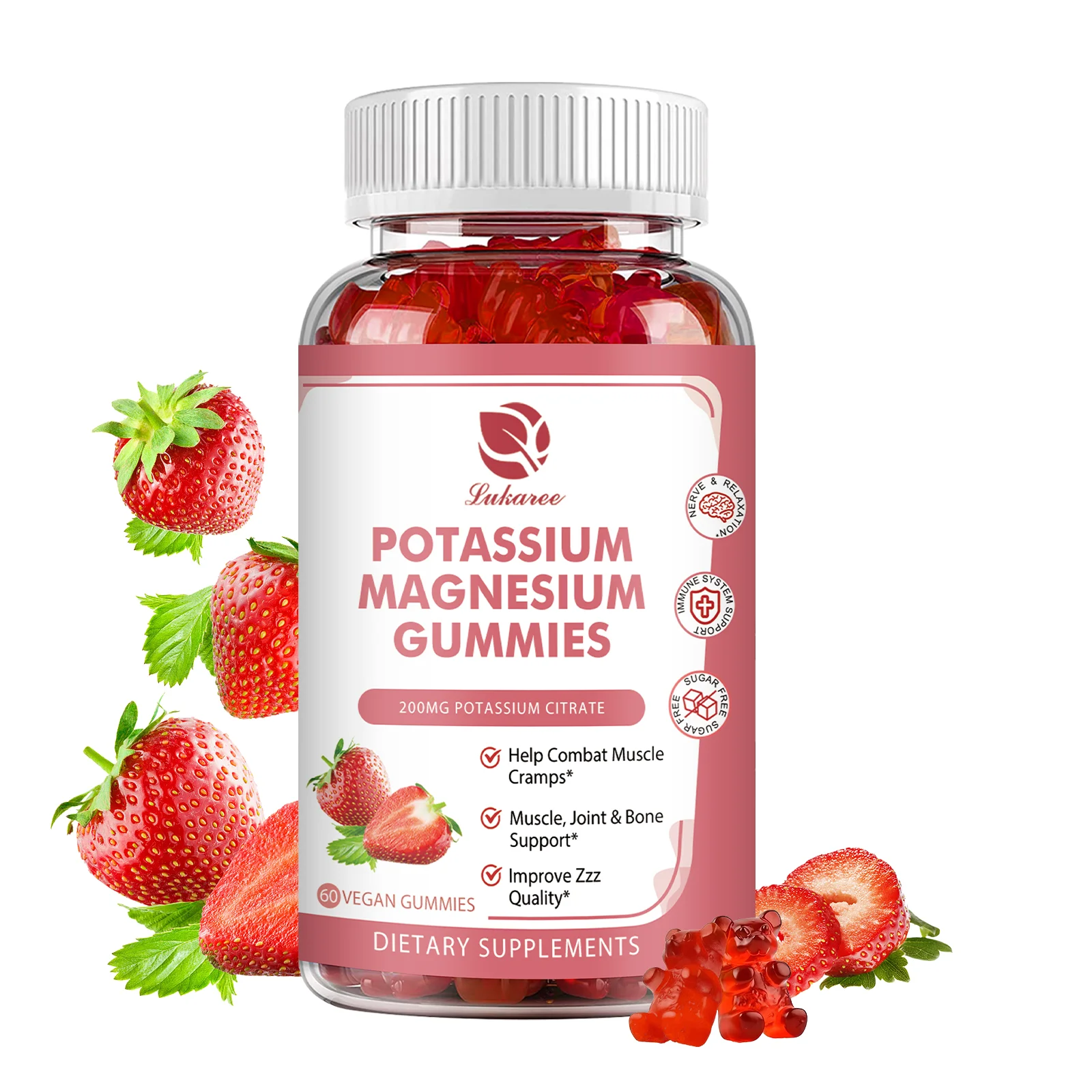 Kalium Magnesium Gummis helfen beim Schlafen, Bein krämpfe zu reduzieren, um die Gesundheit der nervösen Gesundheit zu unterstützen und das Elektrolyt gleichgewicht zu verbessern