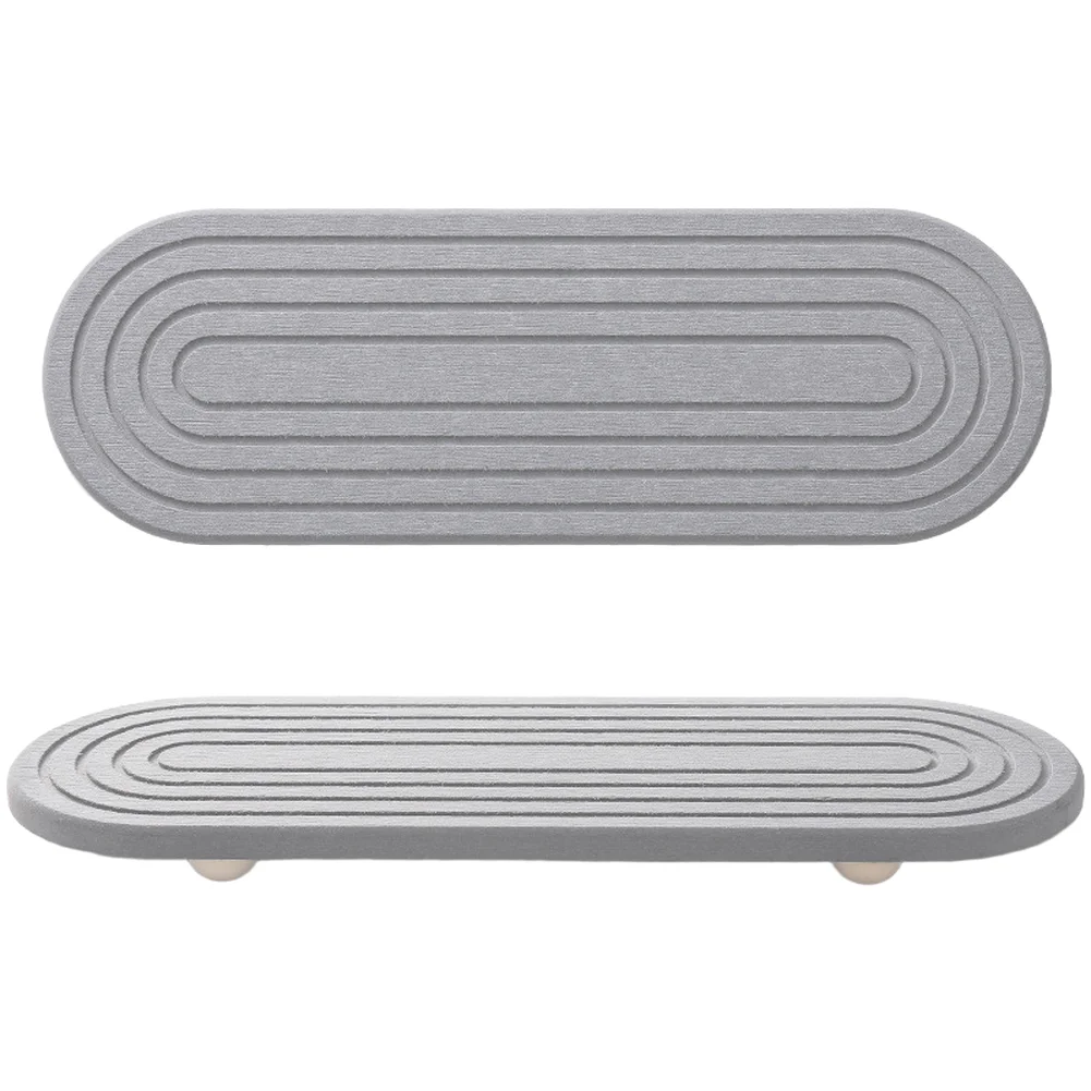 Square Non Slip Drying Mat Diatomaceous Earth 30x10cm Fast Evaporating Tray for Cups Towels Bathroom Kitchen Home White Gray