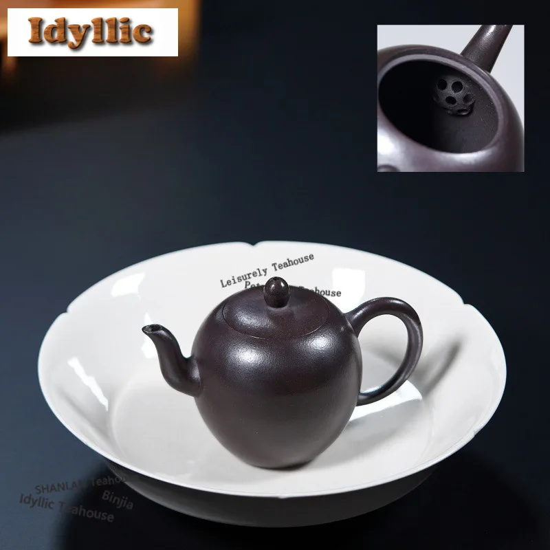 

140 мл Ретро Исин Фиолетовые Глиняные Чайники Ручной Работы Красота Плечевой Горшок Необработанная Руда Фиолетовый Черный Грязевой Чайник С Заварочным Чайным Набором Цзыша