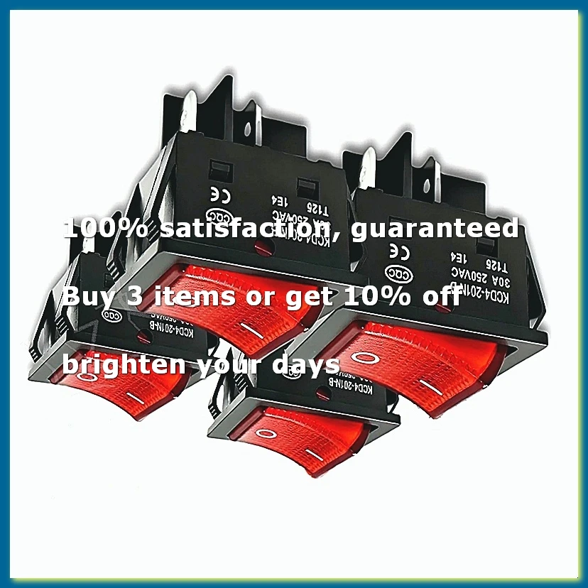 30A 250V AC DPST 4 Pin Rocker Toggle Switch, 4Pack Red Lighted on/Off T125 Toggle Switch Heavy Duty for Home Appliances