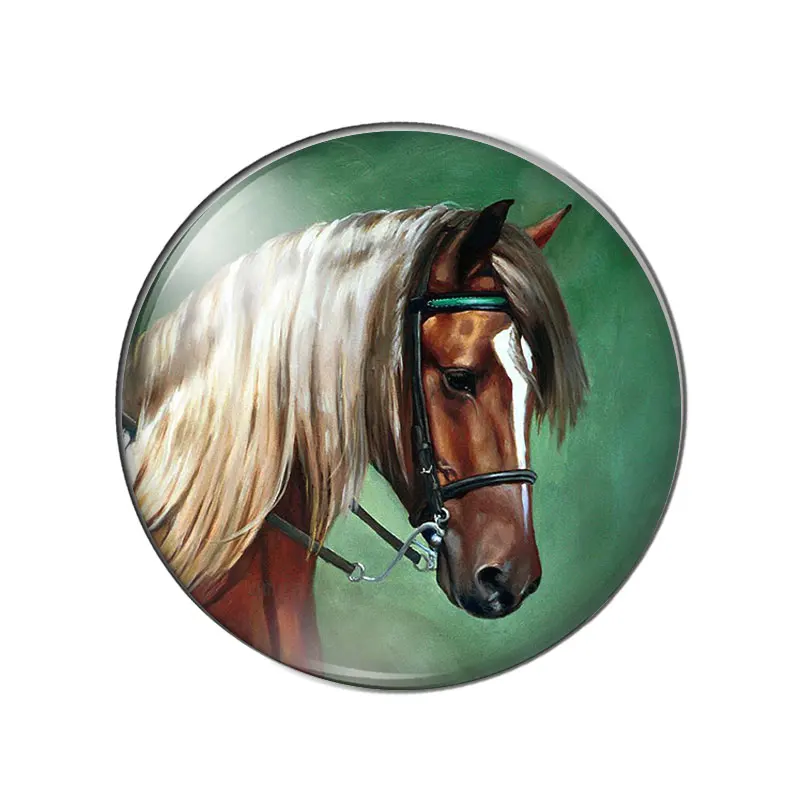 Watercolor horse paintings 10pcs 12mm/18mm/20mm/25mm Round photo glass cabochon demo flat back Making findings
