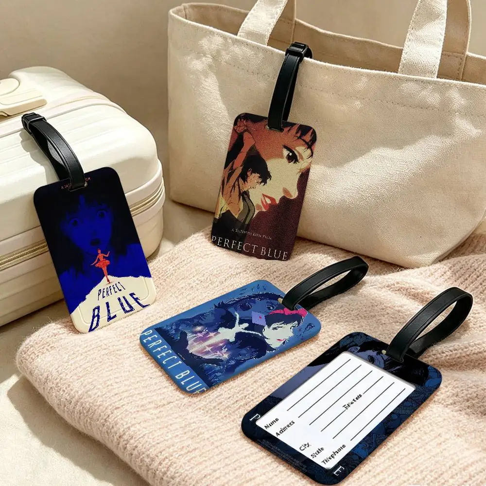 Anime P-Perfect B-Blue PVC Luggage Tag With Information Card Anti lost Name Label For Suitcase Backpack Travel Accessory