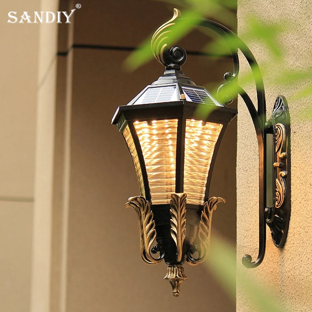 

SANDIY Solar European Outdoor Wall Light American Outdoor Waterproof New Rural Household Garden Patio Courtyard Gate Wall Lamp