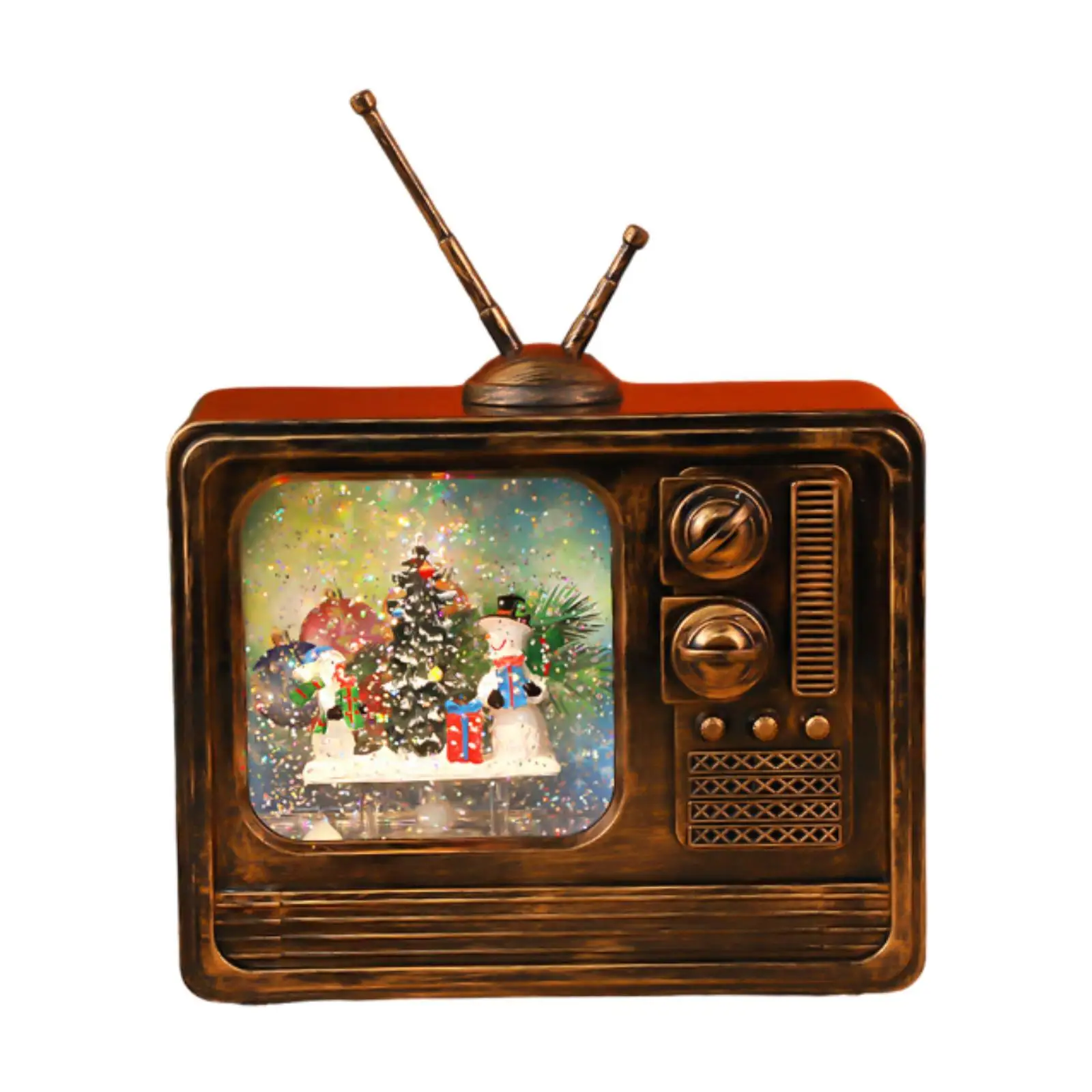 

Телевизионная музыкальная шкатулка с USB-подсветкой, рождественское украшение, Рождественский настольный декор для рабочего стола, рождественские новогодние подарки, домашнее Рождество