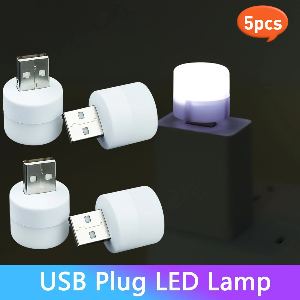 5 pezzi Mini USB LED luce portatile lettura di libri DC 5V per luce notturna a LED per computer Power Bank