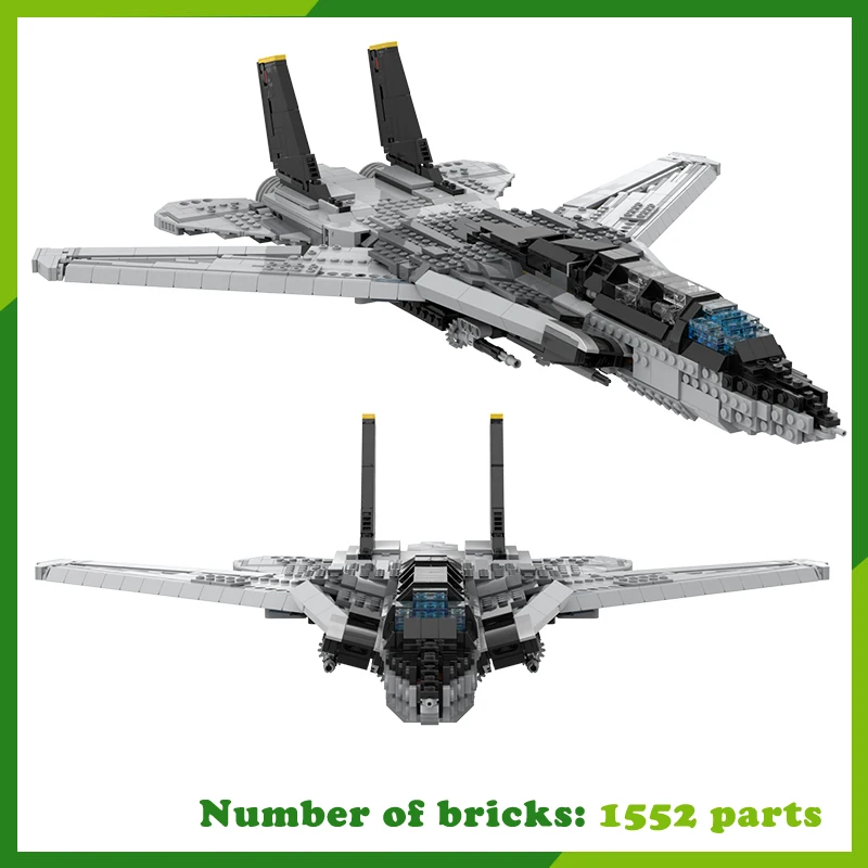 F-14 Tomcat Samolot MOC Klocki Model Samolot Wojskowy DIY Prezenty Klocki Kreatywne Montaż Transport Zabawka Prezent 1552 Elementy
