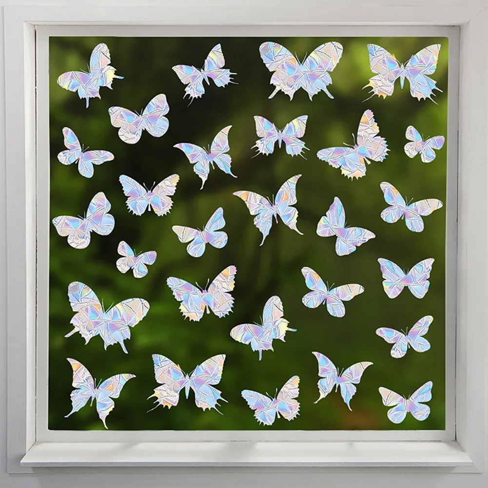 Butterfly Self-adhesive Removable Rainbow Prism Wall Decal Electrostatic Glass Stickers Window PVC Suncatcher Sticker Ornament