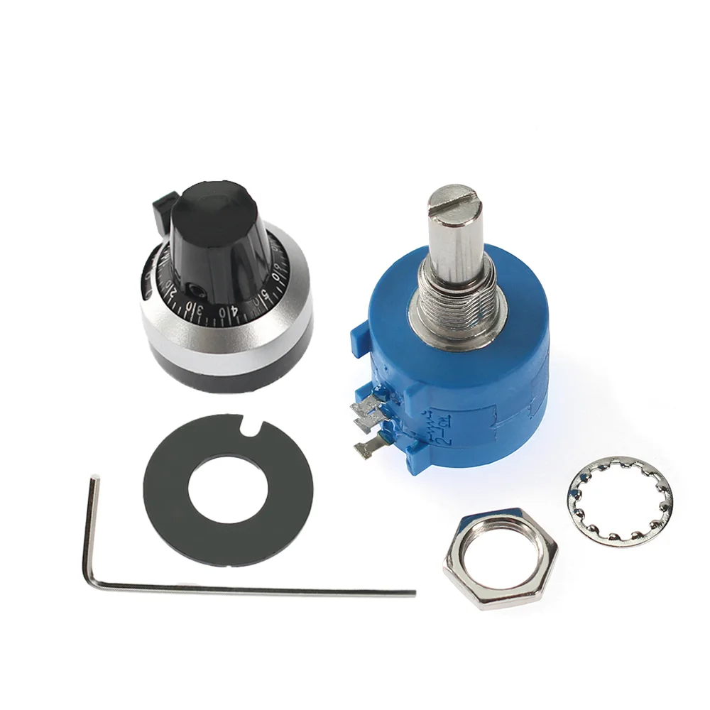 1set 3590S Präzision Multiturn Potentiometer + Drehen Zählen Zifferblatt Dreh 6,35mm Knopf 10K 100R 200R 500R 1K 2K 5K 20K 50K 100K Ohm