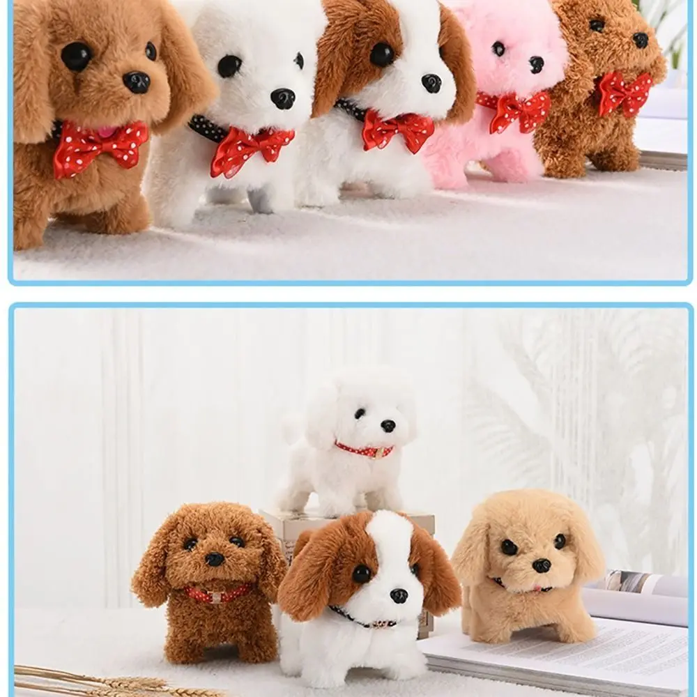 Chiot électrique en peluche avec interrupteur astronomique pour enfants, marche, aboiement, nœud, queue Wag, chien de simulation, animal de compagnie, jouets pour enfants, cadeau d'anniversaire