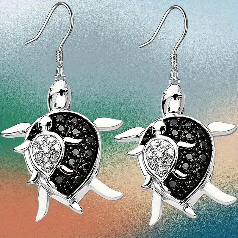 Exquisite Cute Black Turtle Pendant Earrings, Holiday Birthday Graduation Party Gift Animal Enthusiast Gift Jewelry Hot List, Lu