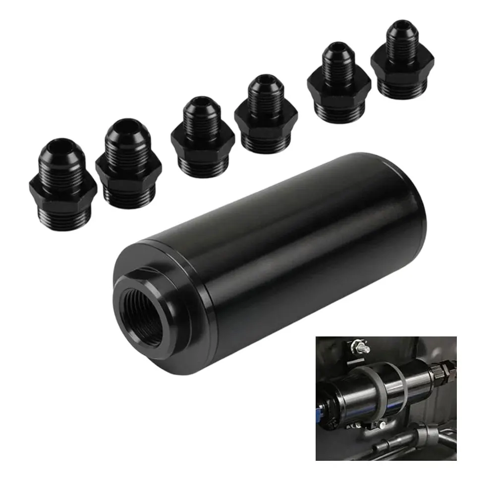 AN8 Fuel Adapter Black High Flow Fuel Filter High Strength Material Automotive Fuel System Performance Upgrade Part
