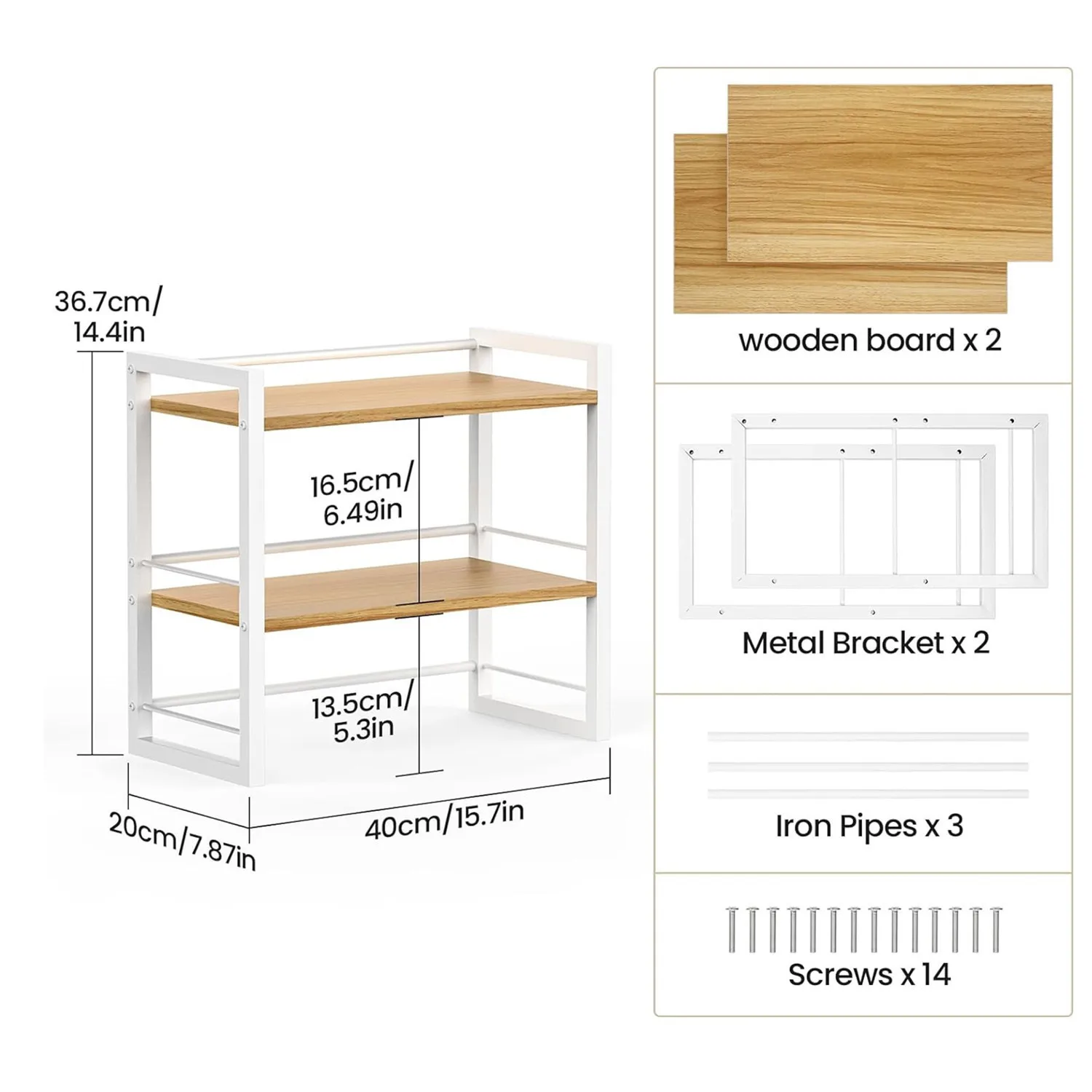 Double Layer Iron Desktop Storage Organizer No Drill Installation Shelf For Kitchen Office Countertop Books Storage Rack 4
