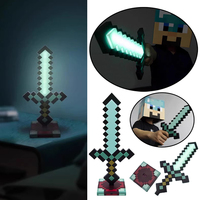 Minecraft Sword Bedside Mood Lighting Game Pixel Sword Desktop Ornament Cosplay Game Props Night Light Luminous Decoration Gifts
