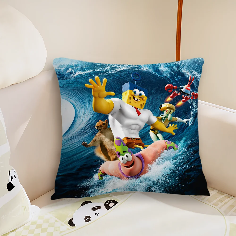 Movie Cartoon S-Sponge B-Bob Pillow Case Living Room Sofa Cushion Cover Suitable For Home Bedroom Room Decoration