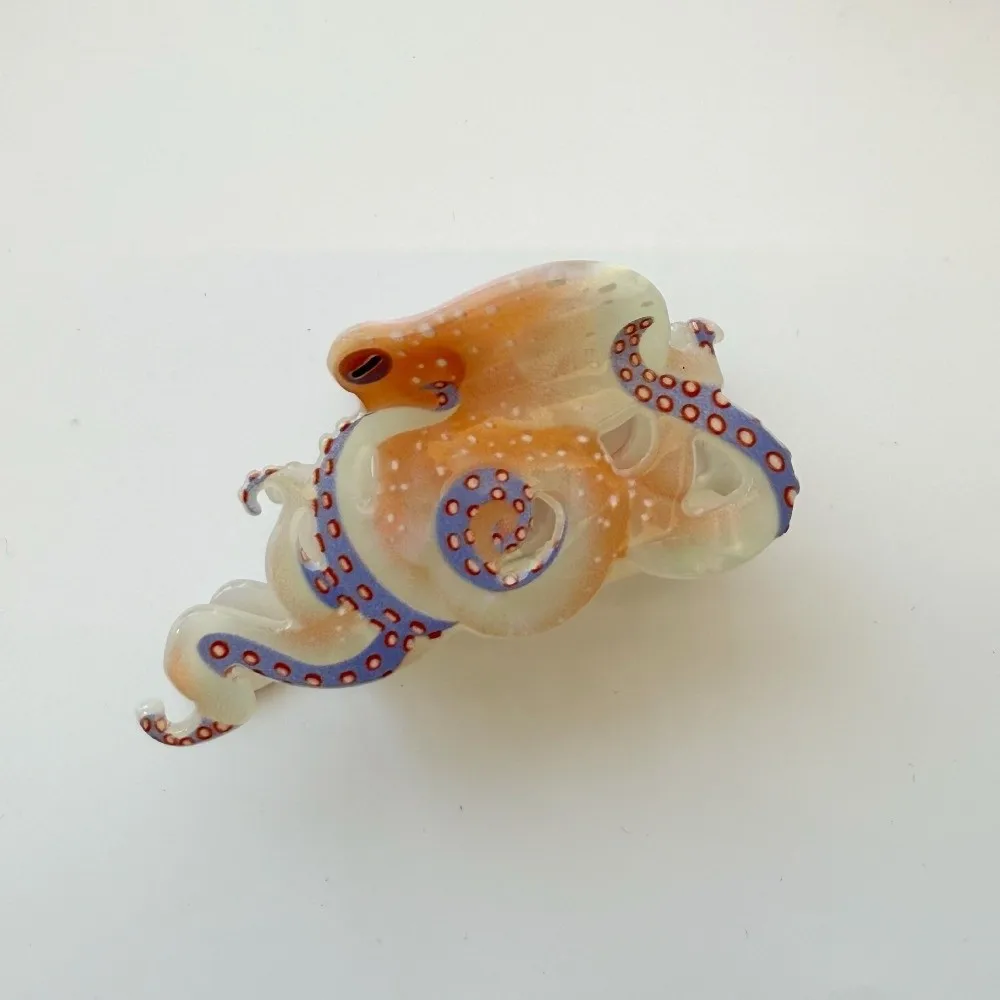 

Hair Accessories Sweet Acetic Acid Hair Claw Acrylic Korean Style Oyster Shark Clip Ocean Series Bead Squid Hair Claw Summer