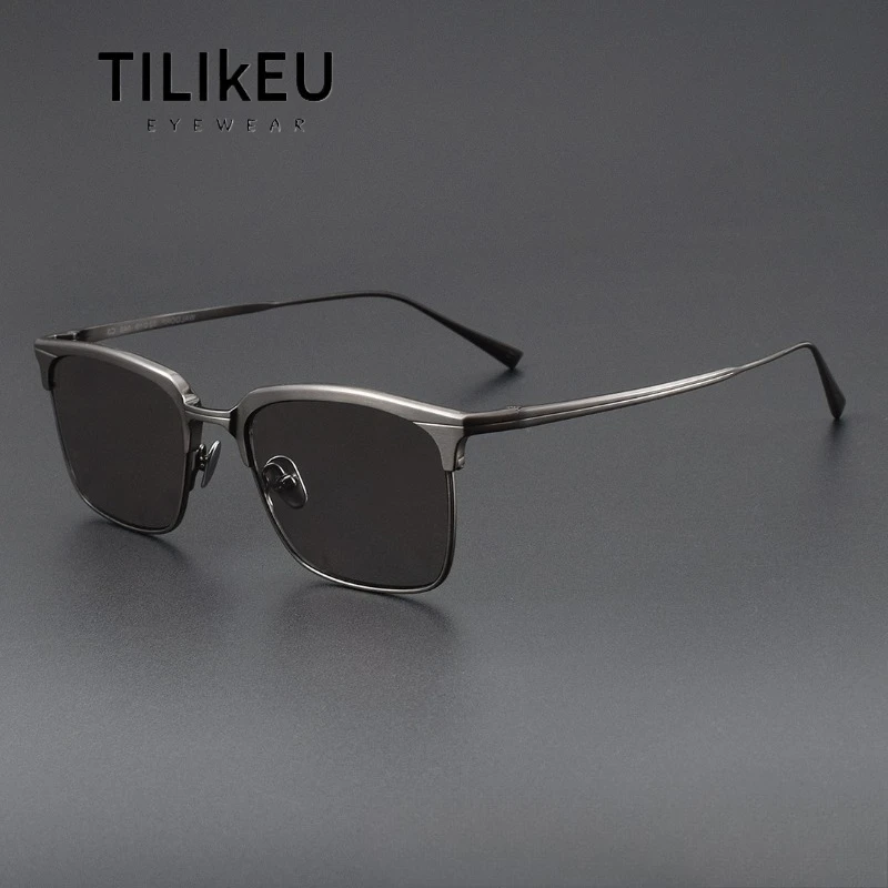 

Ultra-light Pure Titanium Sunglasses Men Square Vintage Shades Outdoor Travel Sunscreen Fishing UV Japanese Designer Sun Glasses