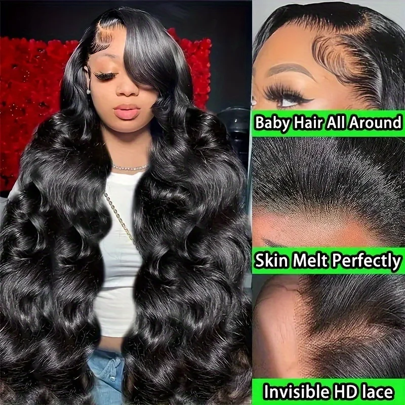 13x4 Body Wave Lace Front Wigs Human Hair Pre plucked With Baby Hair 200 Density HD Lace Body Wave Human Hair Wigs For Women Lace Front Wigs Human Hair Pre Plucked 200% Density Body Wave HD Lace Front image 4